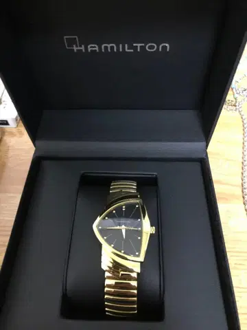 HAMILTON 벤츄라 쿼츠 손목시계 골드/블랙