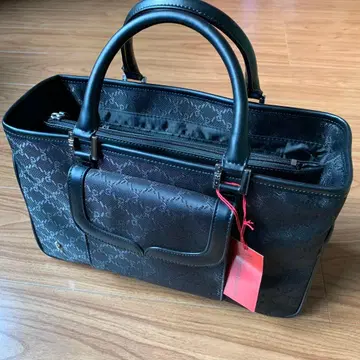 로베르타 디 카메리노 올 패턴 핸드백 가죽 캔버스 블랙