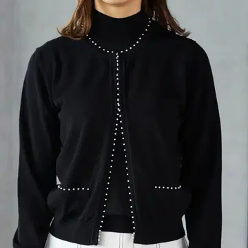 펄 장식 가디건 앙상블