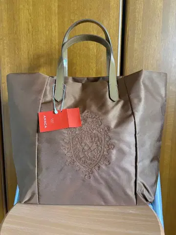 아마카 새상품 미사용 브라운 나일론 토트백