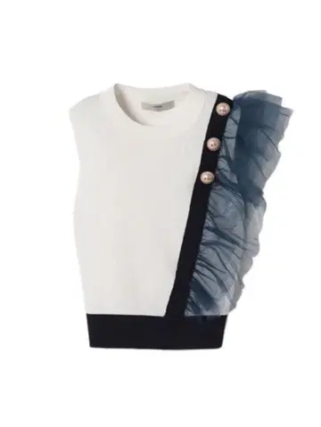 EM 펄 튤 콤비 니트탑