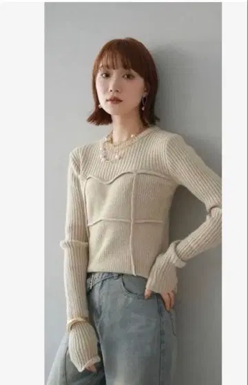 lumier 디자인 리브 니트탑 뷔스티에 스타일 리브 니트 아이보리