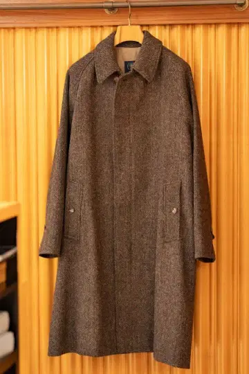 BEAMS F / HARRIS TWEED 헤링본 발라클라바 코트