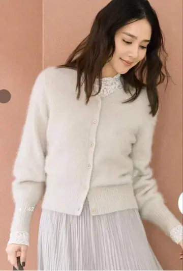 언타이틀 폭스 캐시미어 가디건 V넥 그레이지 사이즈 2