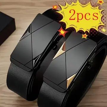 블랙 지오메트릭 패턴 벨트 2개 세트