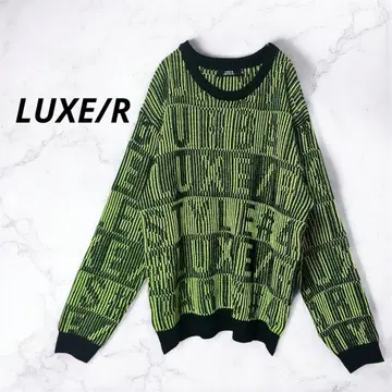 [러그] 형광 로고 자카드 보더 니트 오버 사이즈(XL)