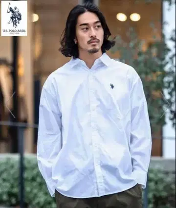 U.S.POLO ASSN. 오버 사이즈 셔츠 화이트 남성용 L 사이즈