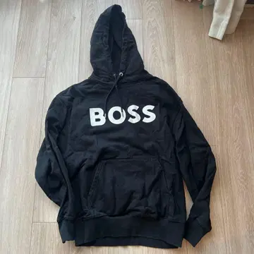 BOSS 후드 부착 후드티 블랙