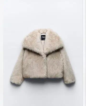 베이지 인조 모피 숏 자켓