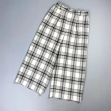 미디움 체크 무늬 이지 팬츠 와이드 슬랙스 아이보리 F*LD430