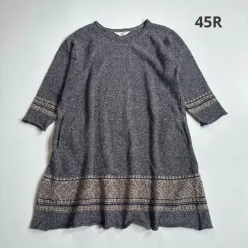 새상품급 45R 45rpm 자카드 니트 튜닉 원피스 그레이