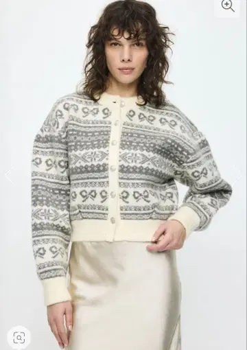 RIBBON FAIR ISLE KNIT 가디건