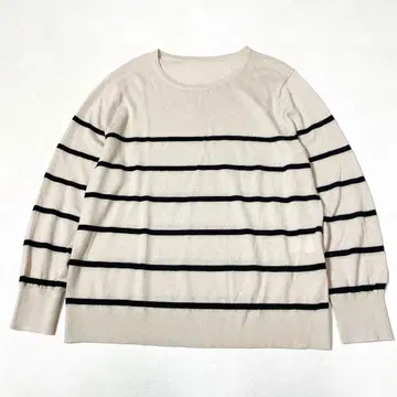 새상품급 레리안 플러스하우스 화이트 라벨 라메 보더 크루넥 니트