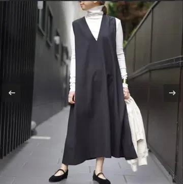 오넷 V넥 롱 원피스 블랙