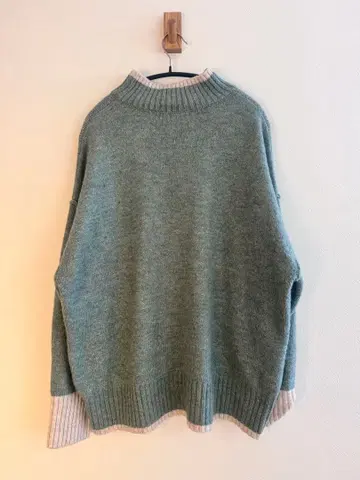 Lumier 뤼미에 하이넥 스웨터 민트 & 화이트