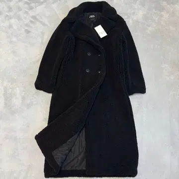 택 포함 ZARA 엑스트라 롱 페이크 보아 코트 테디베어 코트 블랙
