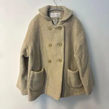 bulle de savon 울 캐시미어 멜톤 세일러 카라 코트 베이지