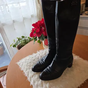 REGAL 블랙 가죽 롱 부츠 24.5 버클 포함