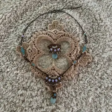 비즈 목걸이 스카이블루 보라색