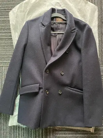 MR.OLIVE 네이비 더블 브레스트 피 코트