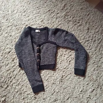 eimy 블랙 체크 무늬 가디건