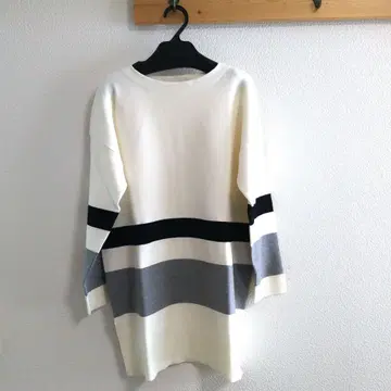 스트라이프 디자인 긴팔 원피스 38