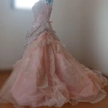 핑크 스트랩리스 웨딩 드레스