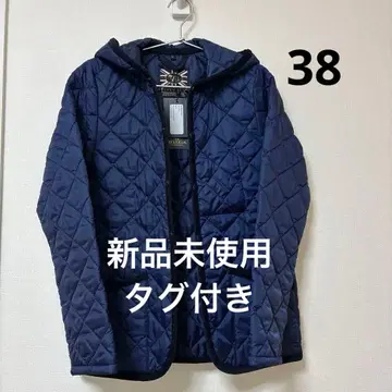 택 포함 새상품 라벤햄 클레이던 퀼팅 코트 네이비 38