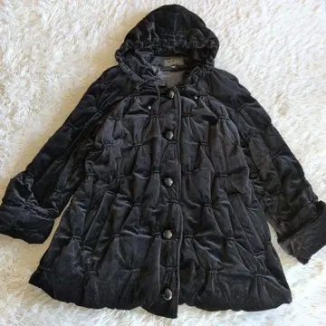 Leilian 후드 부착 블랙 코트 9호 레리안 블랙 아우터 충전솜 M