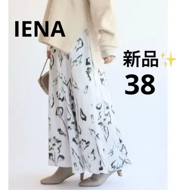 새상품 IENA 플라워 프린트 플레어 스커트 그레이 38