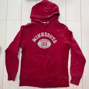 BEAMS 미네소타 프린트 빨간색 후드티