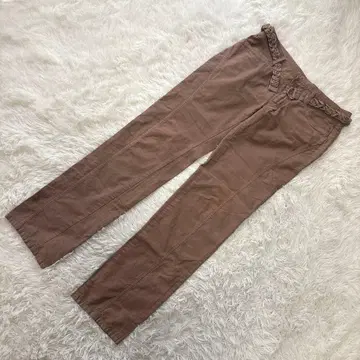 새상품급 아라아라 [M 상당] 니트 벨트 포함 테이퍼드 팬츠 브라운 코튼