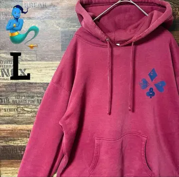 [ 개성파 구제 의류 ] 카드놀이 모티브 버건디 후드티 레어 L 사이즈