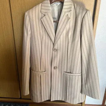 MOUSSY 베이지 스트라이프 테일러드 자켓 F