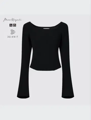 마메쿠로 3D 리브 스퀘어넥 스웨터