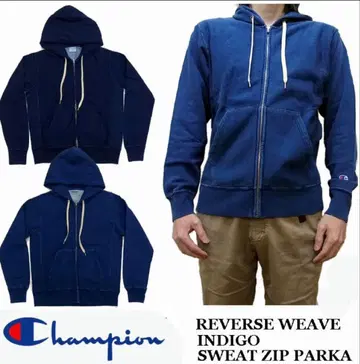 챔피온 리버스 위브 집업 후드티 / 10oz / 인디고 / XL
