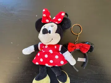 미니 마우스 봉제 인형 머리띠 키링 세트