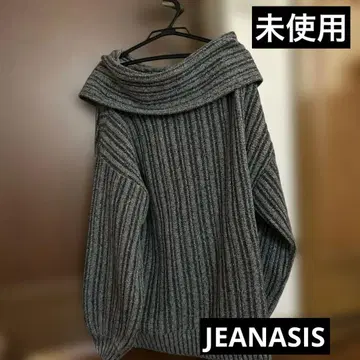 미사용 택 포함! JEANASIS 랜덤 리브 오프숄더 풀오버