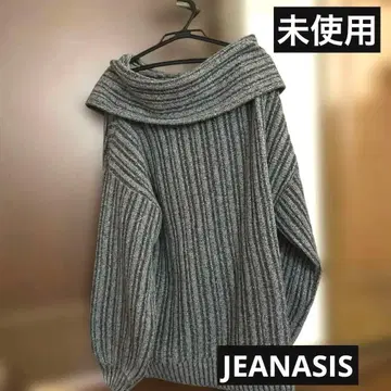 미사용 택 포함! JEANASIS 랜덤 리브 오프숄더 풀오버