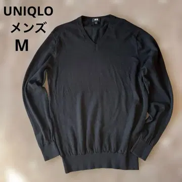 UNIQLO 남성용 V넥 니트 스웨터 M 울 100%