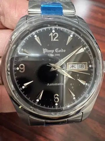 Ping Code 자동 와인딩 시계 블랙 다이얼