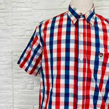 캡틴 산타 셔츠 체크 무늬 반팔 M [ 2571-29 ]