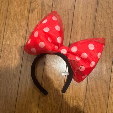 도쿄 디즈니 리조트 빨간색 도트 리본 머리띠