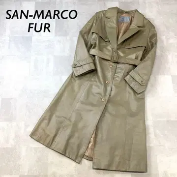 [천연 가죽] SAN-MARCO FUR 가죽 소가죽 롱 코트 그린 계열