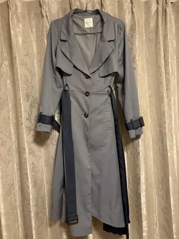 트렌치코트 플리츠 디자인 바이컬러 불규칙 REDYAZEL