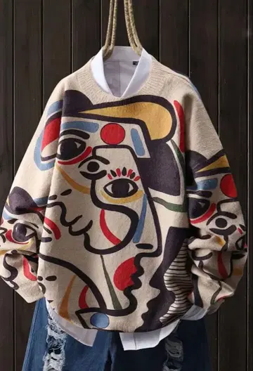 개성을 즐기는 피카소풍 루즈핏 스웨터 [미사용 새상품] XLsize