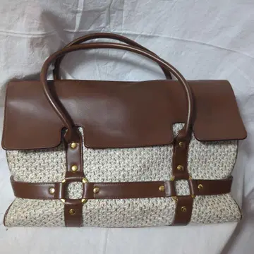 SELECT 샵 트위드와 가죽 핸드백