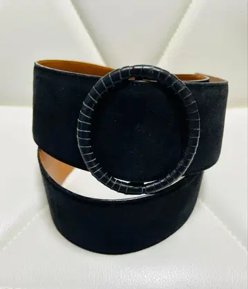 랄프 로렌 스웨이드 벨트 블랙