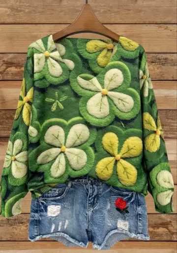 행운의 네잎 클로버 봄 스웨터 [미사용 새상품] Lsize
