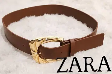 [ ZARA ] 브라운 가죽 골드 버클 벨트